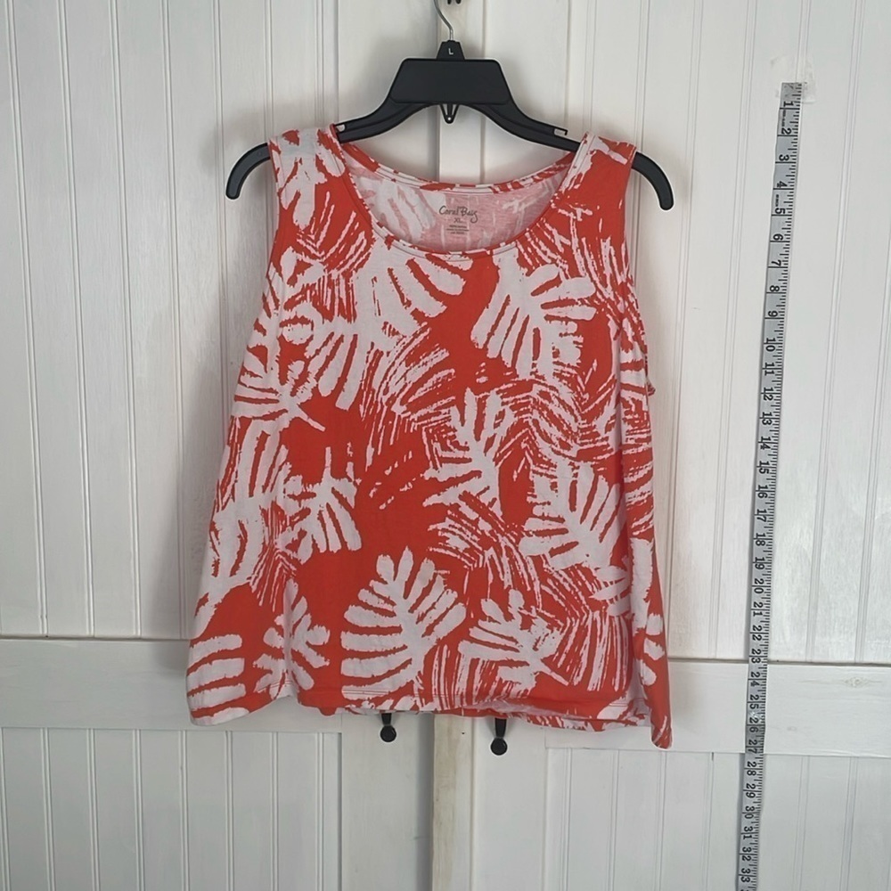 Coral Bay 100% cotton orange & white tank top size XL